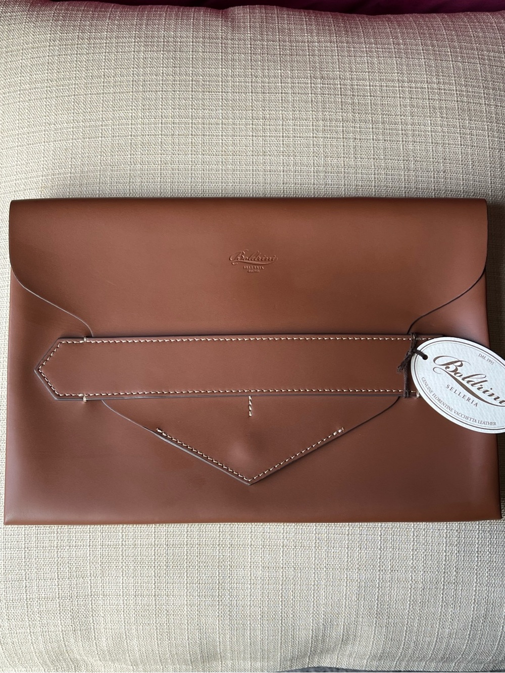 🆕 NWT Boldrini Vacchetta Leather Envelope Case Clutch Portfolio Work Travel NEW